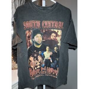 NWOT Boyz N The Hood South Central Graphic Tee Cotton Acid Wash Blk Unisex Lg